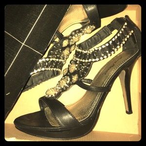 Black bling Anne Michelle open toe heeled sandals
